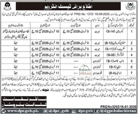 Culture Department Balochistan Jobs Test Interview 2026 Official Advertisement 