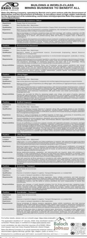 Reko Diq Mining Company Jobs 2026 Official Advertisement 