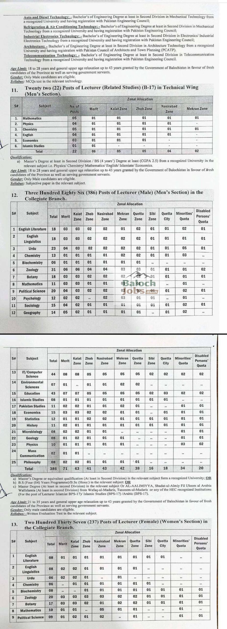 BPSC Jobs Advertisement No 01-2026 Official Advertisement second last pages