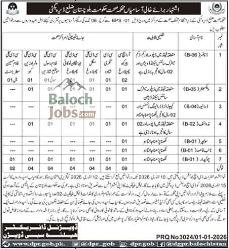 Health Department Dera Bugti Jobs 2026 Official Advertisement 