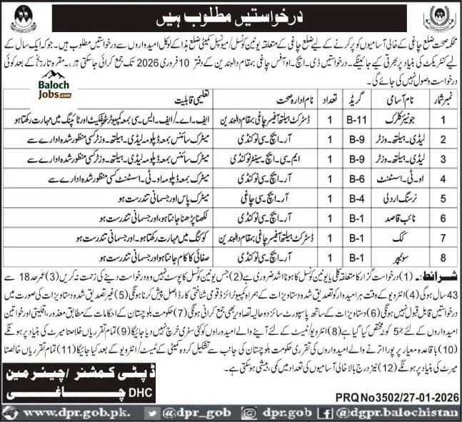 Health Department District Chaghi Jobs 2026 Official Advertisement
