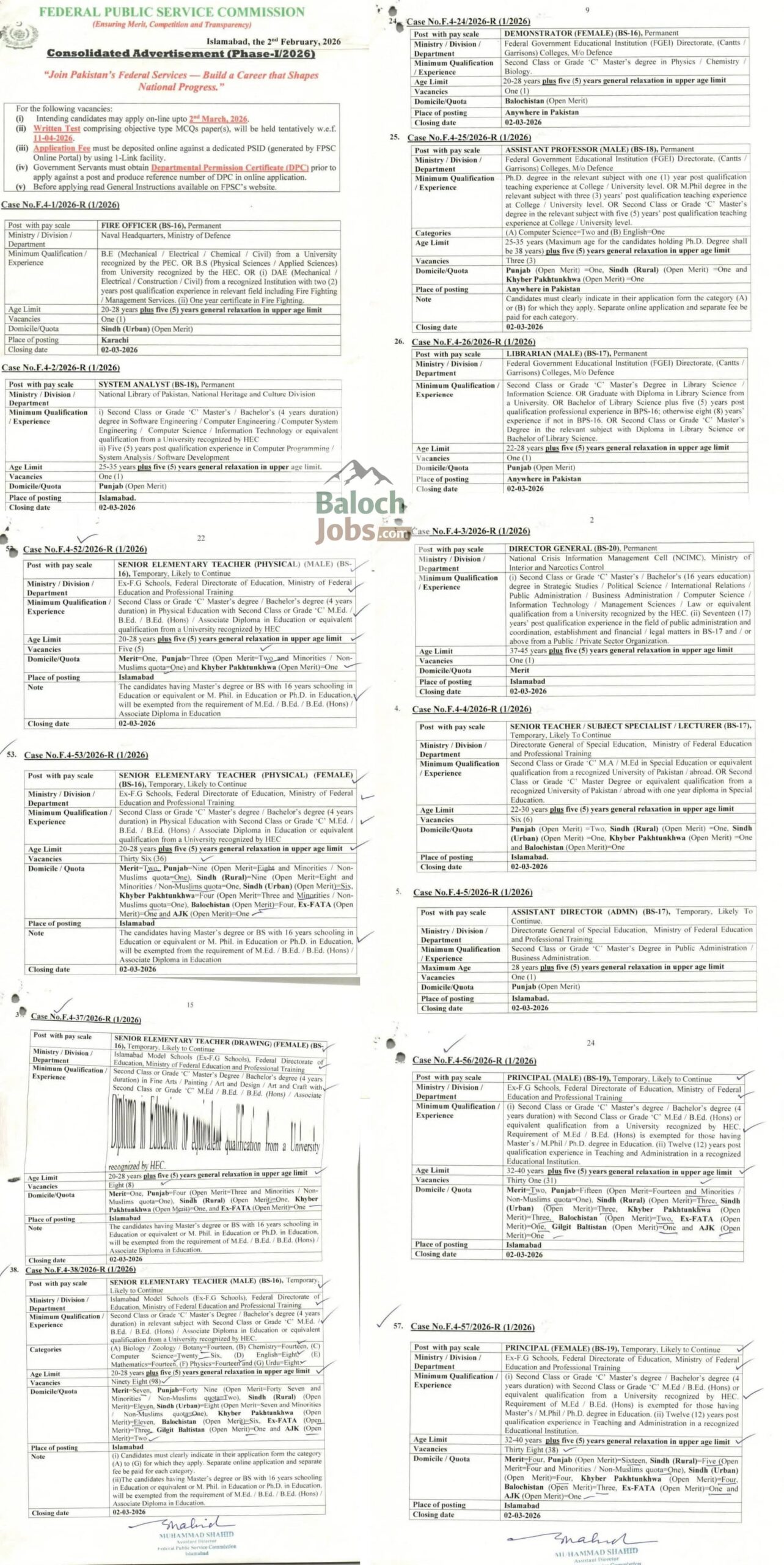 FPSC Jobs 2026 Advertisement No 01-2026 Page 1