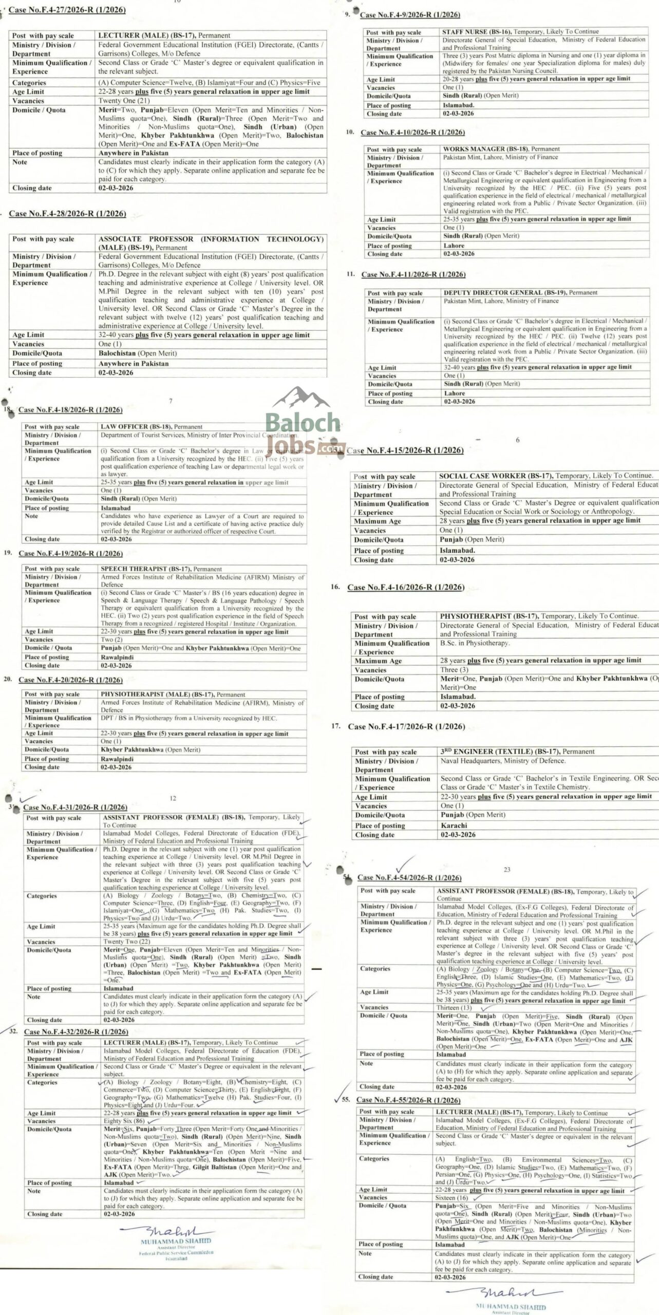 FPSC Jobs 2026 Advertisement No 01-2026 Page 2