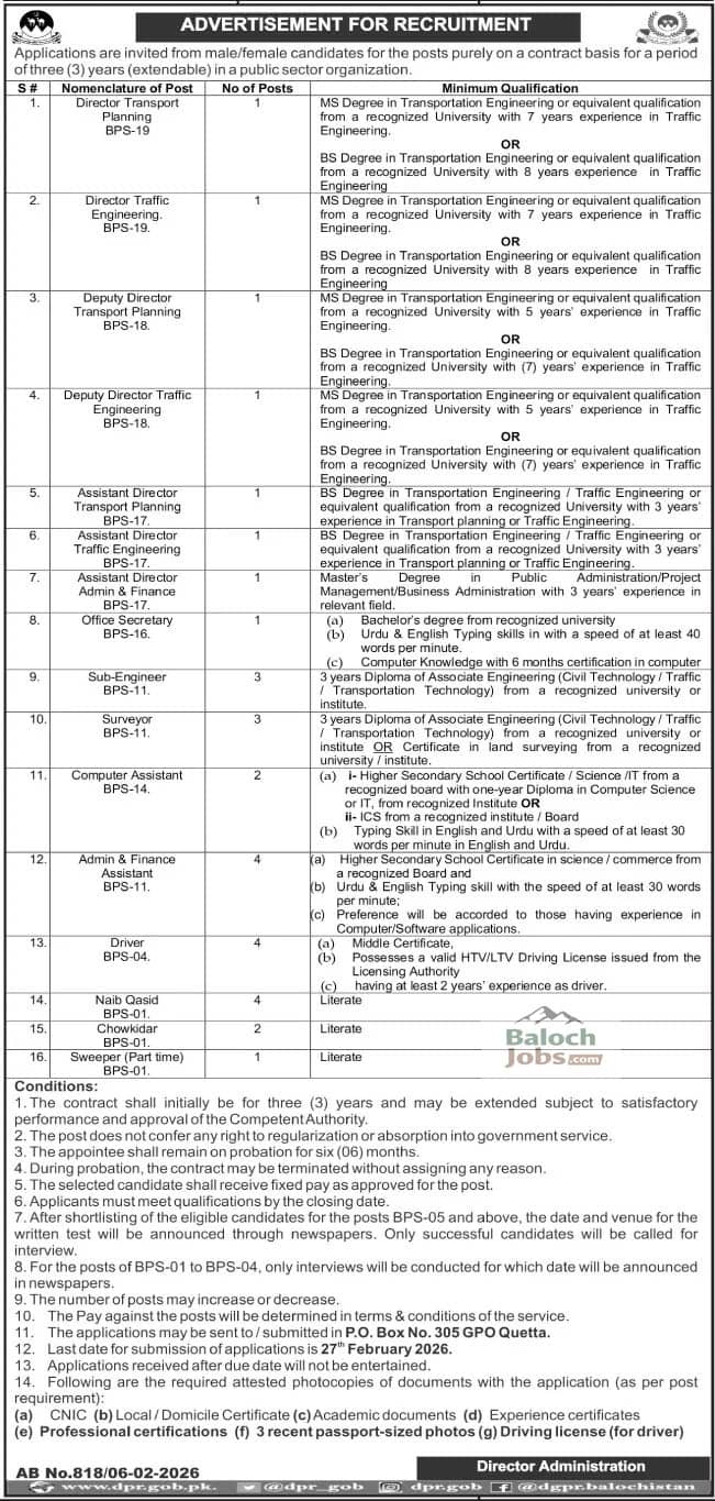 Public Sector Organization Government Jobs in Balochistan 2026 Official Advertisement