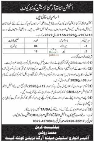 Station Health Organization Quetta Cantt Jobs 2026 Official Advertisement 
