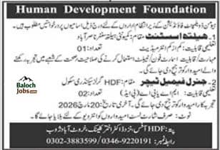 Human Development Foundation HDF Jobs 2026 Official Advertisement 