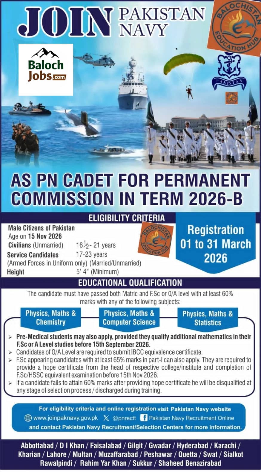 Pakistan Navy PN Cadet Jobs 2026 - Join Pak Navy Official Advertisement 