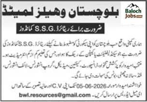 Balochistan Wheels Limited Hub Chowki Jobs 2026 Advertisement