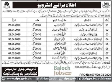 Information Technology Department Balochistan Jobs Interview Schedule 2026 Advertisement 