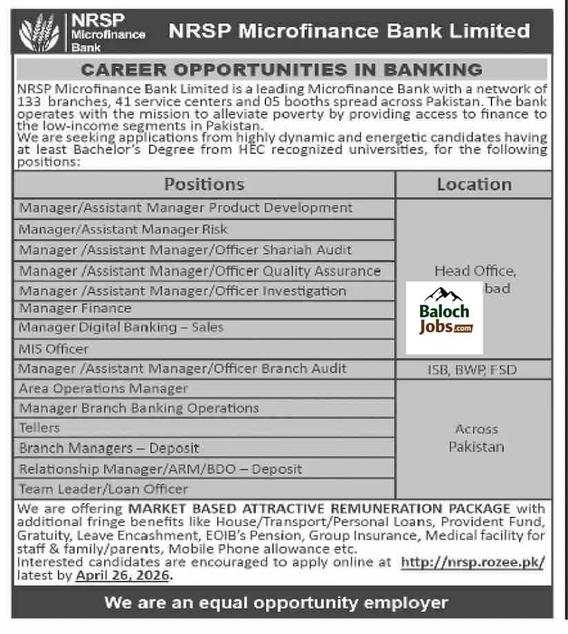 NRSP Microfinance Bank Jobs 2026 Apply Online 1 NRSP Microfinance Bank Jobs 2026 Apply Online Official Advertisement