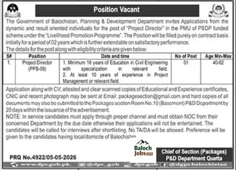 Livelihood Promotion Program Balochistan Jobs 2026 Advertisement