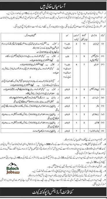 Ordnance Depot Quetta Cantt Jobs 2026 Advertisement