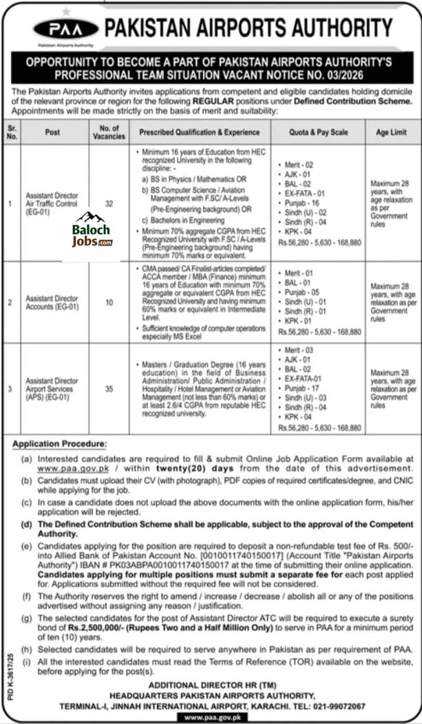 Pakistan Airports Authority Jobs 2026 Advertisement