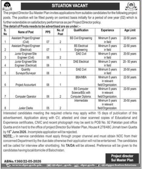 Sui Master Plan Jobs 2026 Advertisement