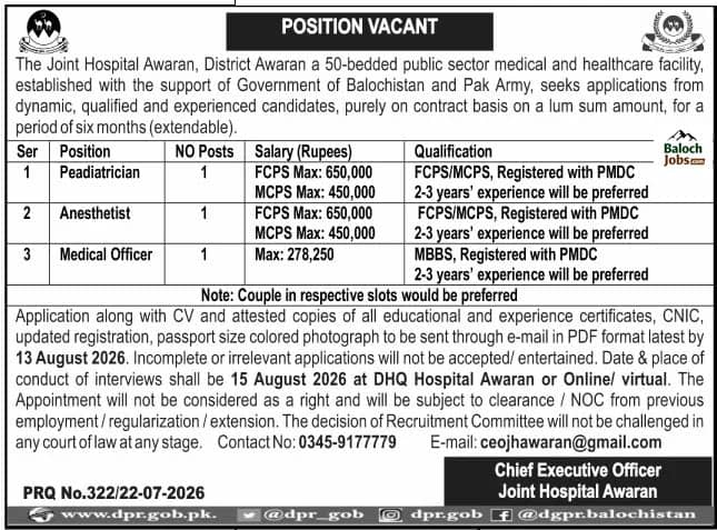Joint Hospital Awaran Jobs 2026 1 Joint Hospital Awaran Jobs 2026 Official Advertisement