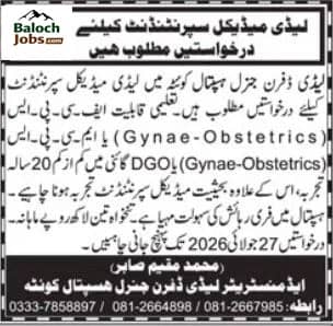 Lady Dufferin Hospital Quetta Jobs 2026 Official Advertisement