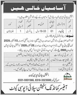 Station Supply Depot Sibi Cantonment Jobs 2026 Advertisement